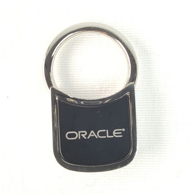 Oracle Corporation Key Fob Ring or Bag Purse Charm Black and Silver Metal