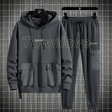 Oversize Mens Sweatsuit 2 Piece Sets Sportswear Tracksuit Hoodie Pants