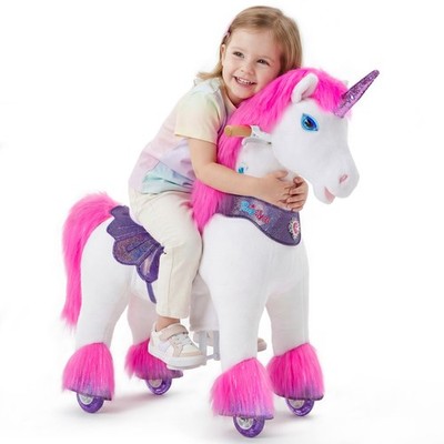 PonyCycle Einhorn Reitspielzeug 4 7 Jahre, Rosa Plüsch mit Geräuschen - Y452