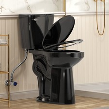 21" Extra Tall Elongated Two Piece Toilet 1.28 GPF for Seniors Tall Person Black