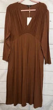 Quince Brown XL Maxi Stretchy Solid Everyday Wear Comfy Fit Coastal Grandma