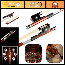 Professional 4/4 Full Size Violin Bow - Brazilwood, Ebony Frog, White Horsehair