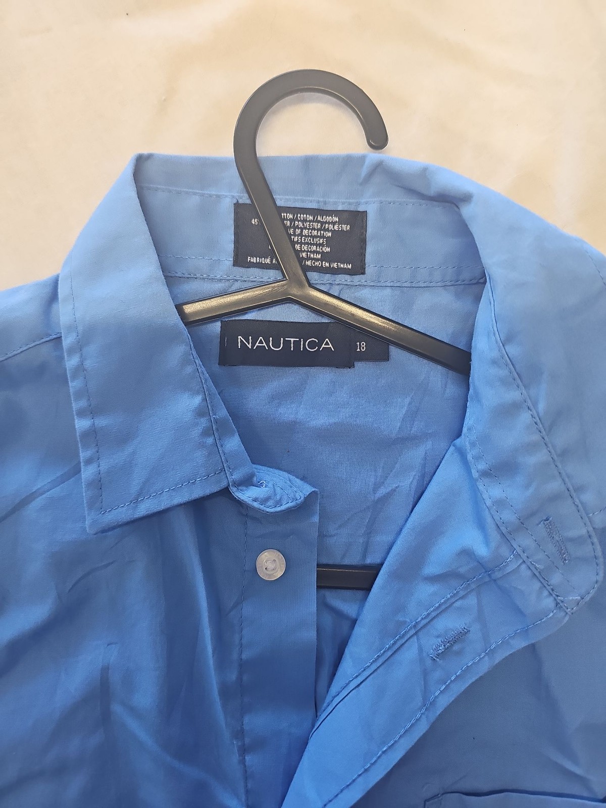 Nautica Boys Blue Long Sleeve Button-Down Shirt Size 18 A2 1222 image 2