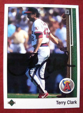 TERRY CLARK SIGNED 1989 UPPER DECK CALIF ANGELS ROOKIE BASEBALL CARD AUTOGRAPH. rookie card picture