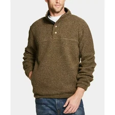 Weatherproof Vintage Mock Neck Button Fleece Sweatshirt Mens Large Brown NWT