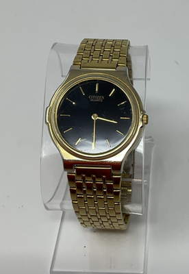 CITIZEN ゴールド ラジオコントロール置時計 Vtg Citizen CQ 6020-K01370 Gold Black Dial Watch, New Battery | eBay