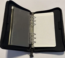 Day Timer Black Zippered 6-Ring Planner Organizer  Approx. 5” X 8”