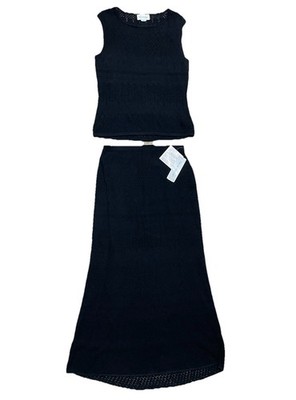 Vtg Rena Rowan Skirt Set Outfit Sz M Phoebe Buffay Black Maxi NWT Boho Witchy
