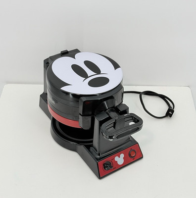 Disney Mickey Mouse 90th Anniversary Double Flip Nonstick Waffle Maker Red Black