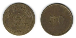 The California Saloon SAN FRANCISCO CAL 50 RARE Bordello Prostitute Token