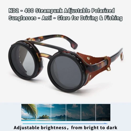 Adjustable Polarized Steampunk Sunglasses - UV400 Anti - Glare Driving & Fishing