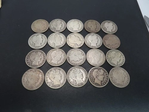 Barber Half Dollar Roll, $10 Face 20 pcs, G-VG