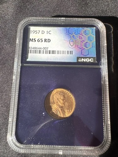 USA 1c ~ One Cent~ Lincoln Wheat Cent 1957-D~* MS 65 RD By NGC ~ Penny Coin
