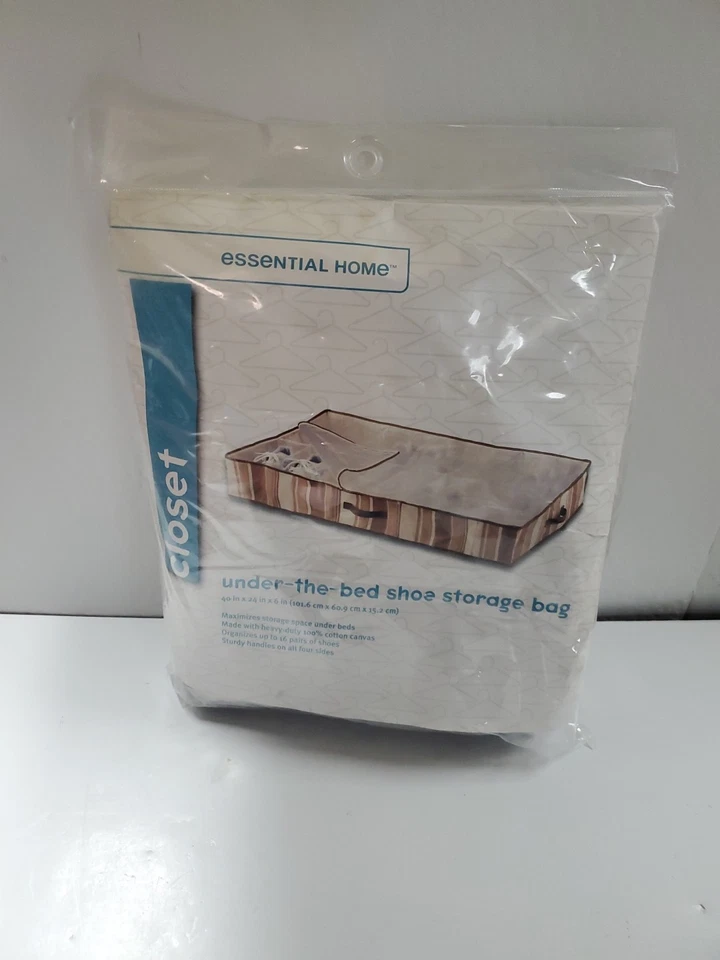 16-Compartment Sturdy Canvas Material Under-bed Shoe Organizer With Handles NIB - Image 2 of 4