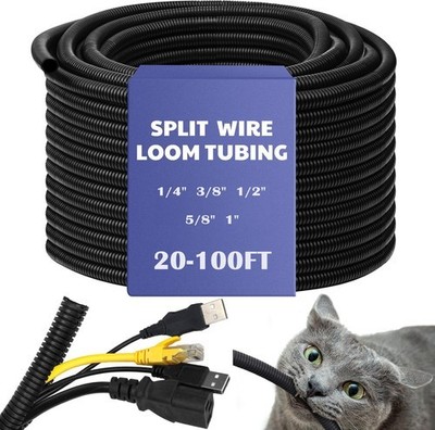 20 FT  100 FT Split Loom Tubing LOT Polyethylene Electrical Conduit (1/4  -1'')