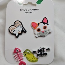 Women's Girl's Unisex Crocs Shoe Charms 4 Piece Set Cat Mom Cats Unique Gift