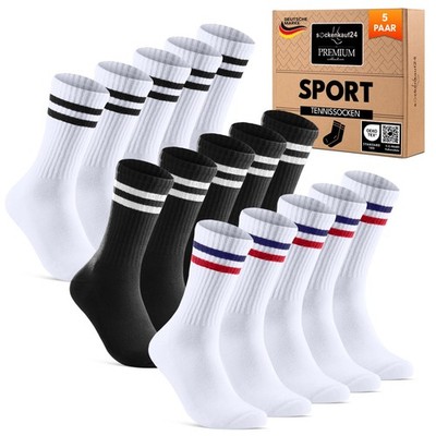 Premium Sportsocken Retro Tennissocken Herren Damen Socken Baumwolle (5-10 Paar)
