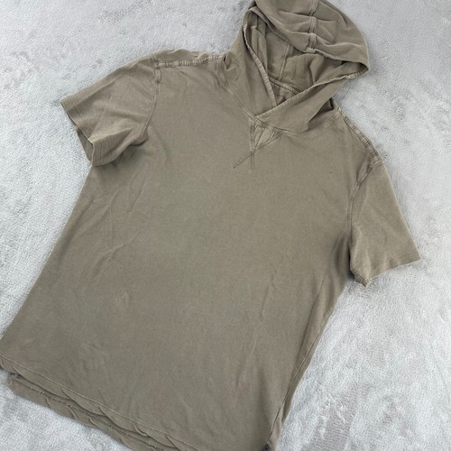 John Varvatos Star USA Hoodie Men Small Beige BUCK Short Sleeve Pullover - Picture 9 of 17