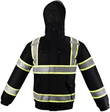 Class 3 Black High Visibility Waterproof Bomber Jacket