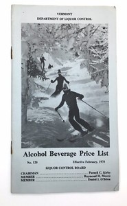 1978 VERMONT DEPT of LIQUOR CONTROL PRICE LIST BOOKLET
