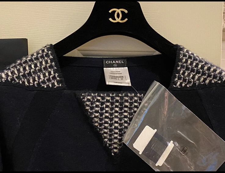 Nuevo Chanel 2016 2017 Azul Tejido Largo Suéter Vestido 34 36 2 4 6 Sudadera Top S M Foto 4 de 4