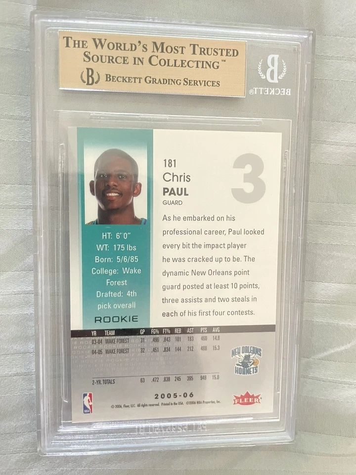 2005 Hoops Chris Paul ROOKIE RC #181 BECKETT 9.5 PSA 10 HOF low pop - Image 2 of 3