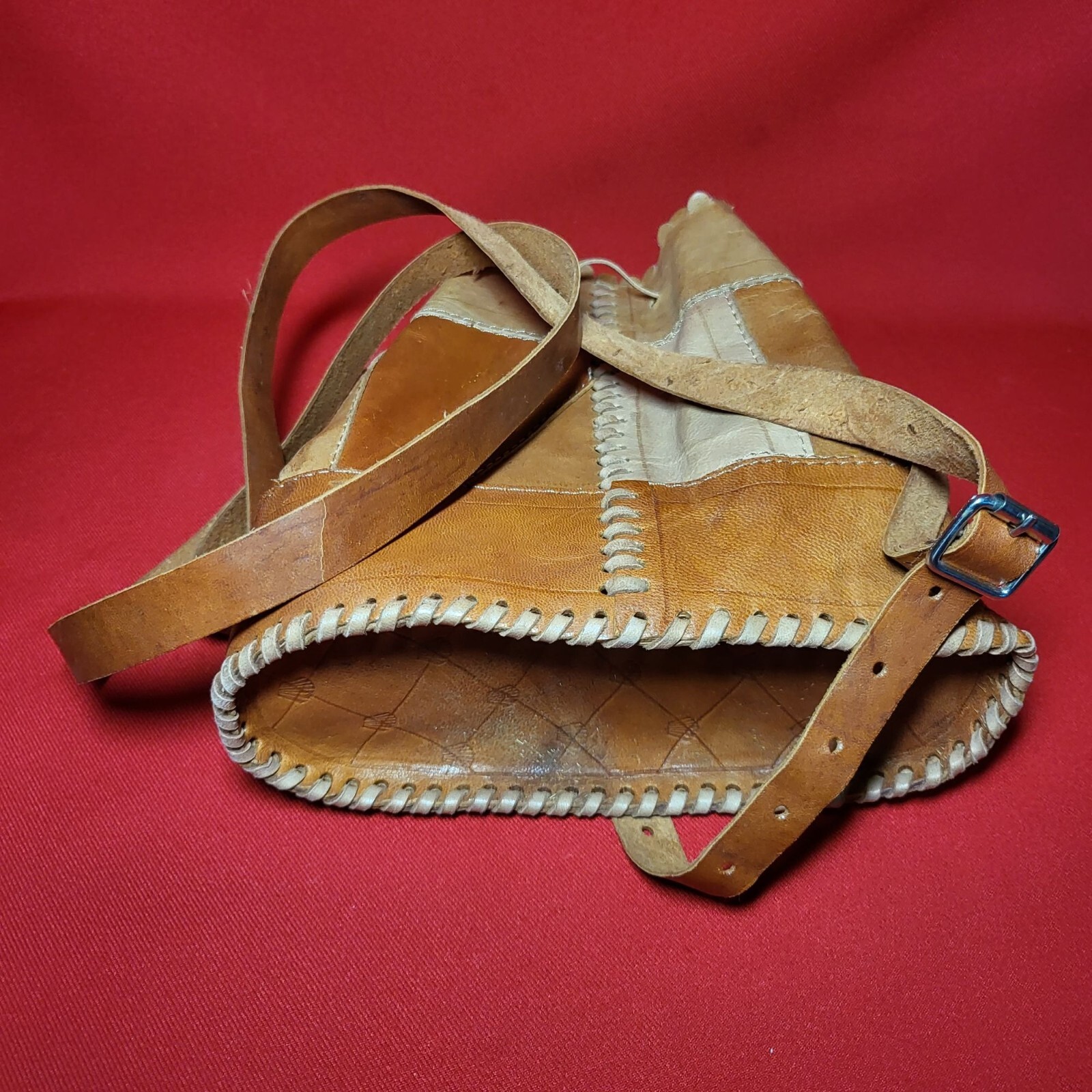 Leather Patchwork Drawstring Bucket Shoulder Cros… - image 9