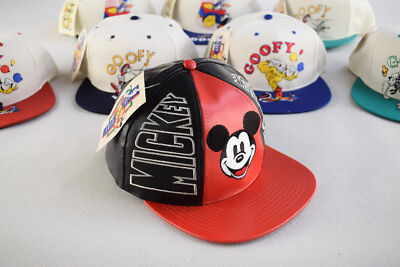 Disney Mickey Mouse Cap Snapback Mütze Hat Kappe Vintage 90s 90er Fake Leather N