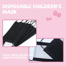 [50/100/200 Pcs]For Kids Children Black 3 Layer Earloop Disposable Face Mask