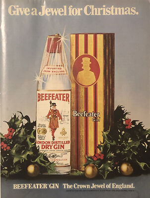 1978 Beefeater London Dry Gin Christmas VTG 1970s PRINT AD Crown Jewel England