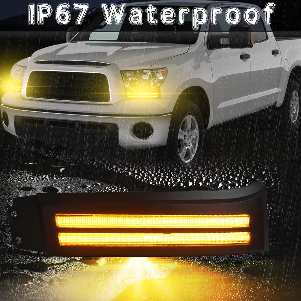 Daytime Running Light Turn Signal Fog for Toyota Tundra 2007-2013 Sequoia2008-17 - Image 3 of 4