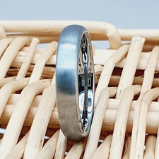 Women's Wedding Band Comfort Fit Silver Tungsten Ring Simple Thin Promise Ring