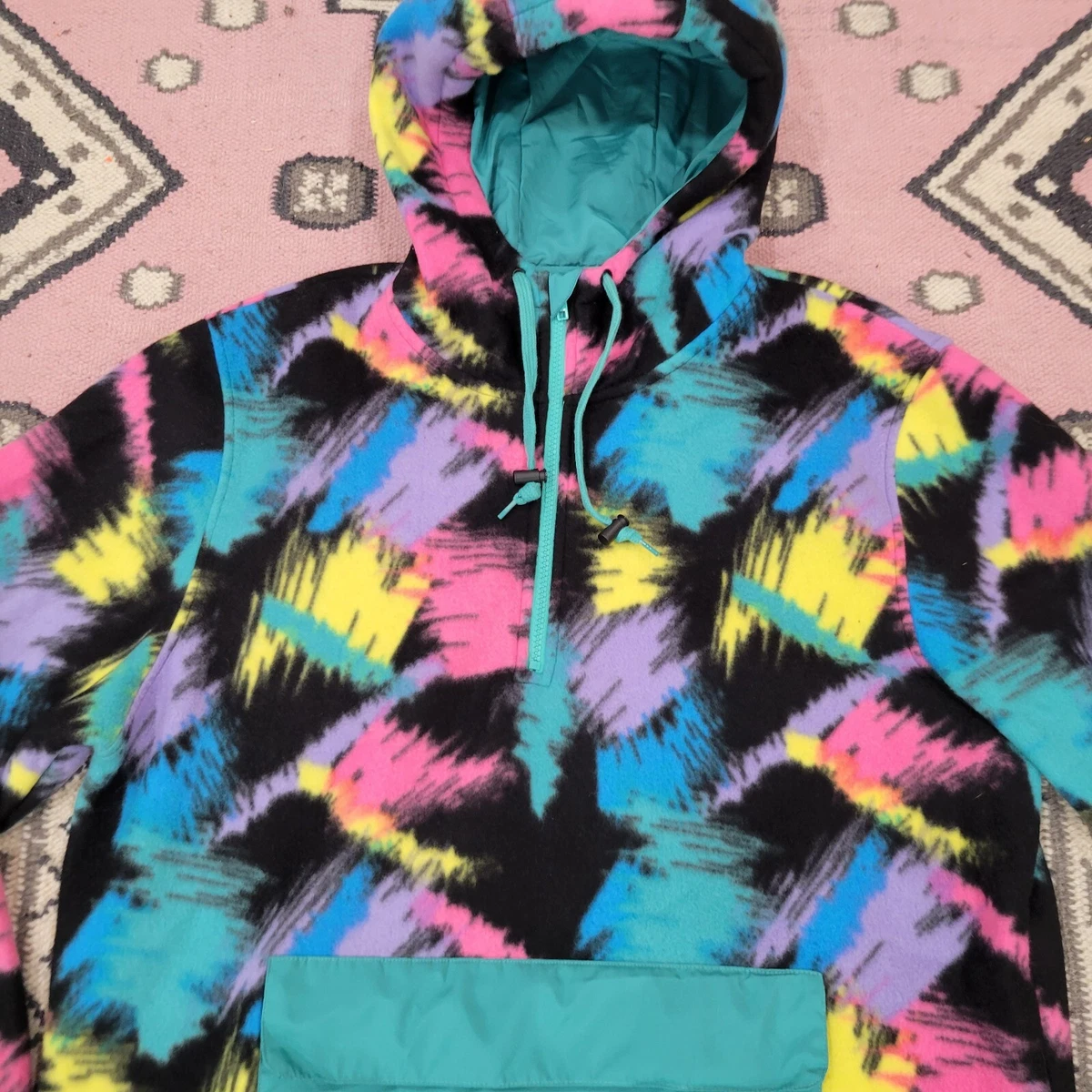 Teal pink hoodie top
