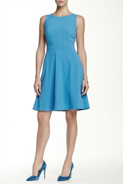 sky blue fit and flare dress