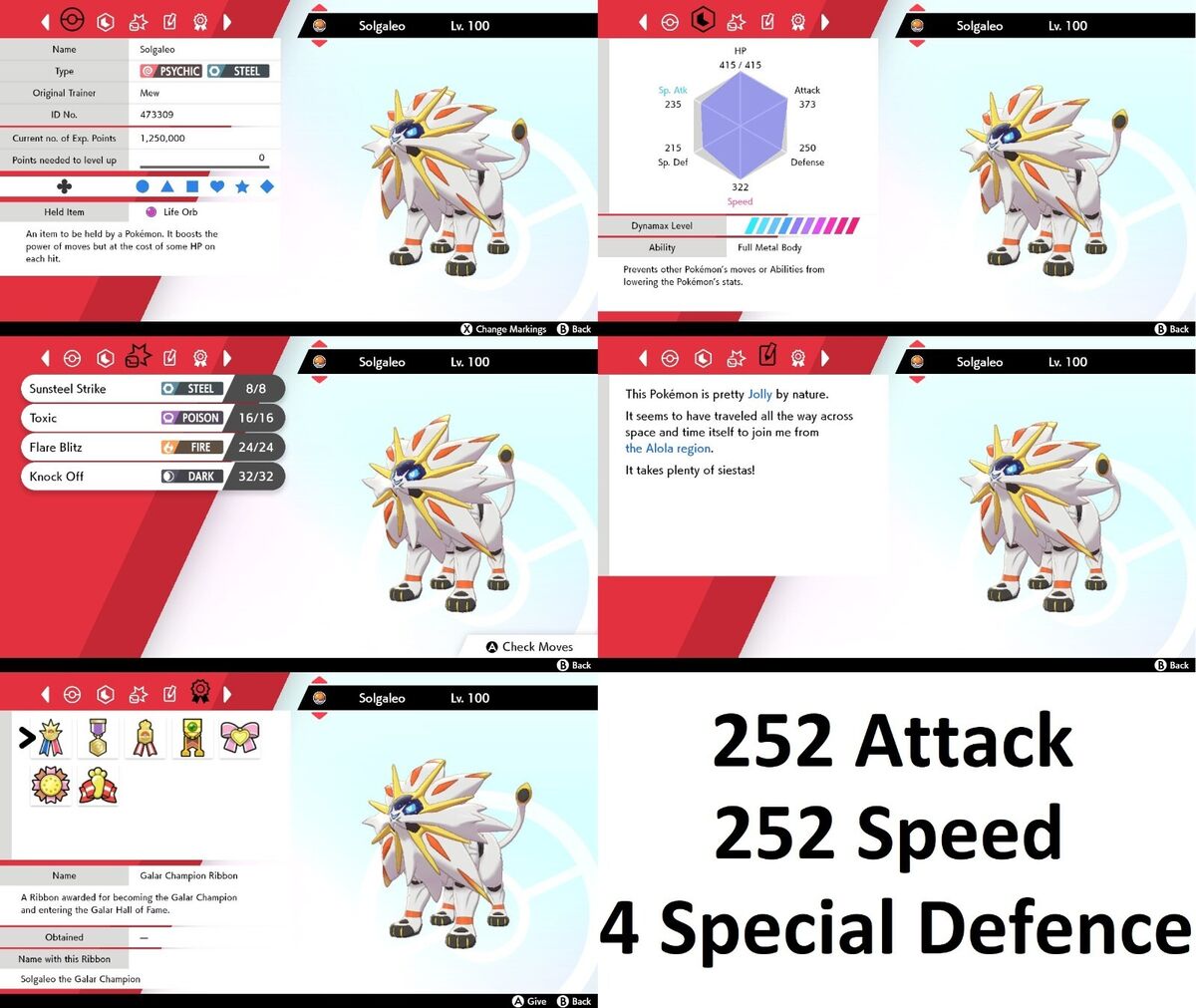 Pokemon Sword and Shield Solgaleo 6IV-EV Trained