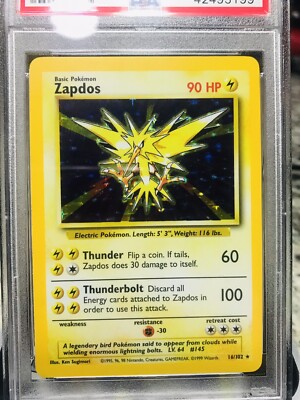 【PSA9】サンダー ホロ 旧裏 1996 ポケモンカード Zapdos PSA 9 MINT Zapdos 16/102 Base Set HOLO RARE Pokemon Card | eBay