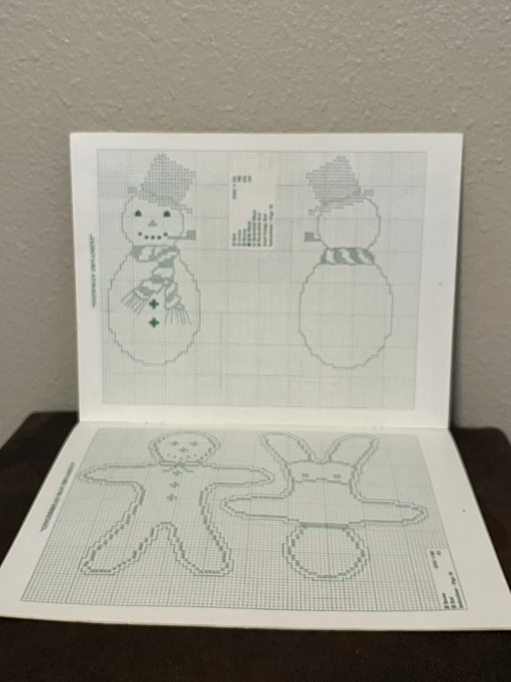 1978 Vintage Green Apple Christmas Snowman Holidays Cross Stitch Patterns Book - Image 3 of 4