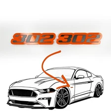 PAIR (2) 302 Fender Emblems Fits Ford MUSTANG Badge 5.0 Coyote Nameplate