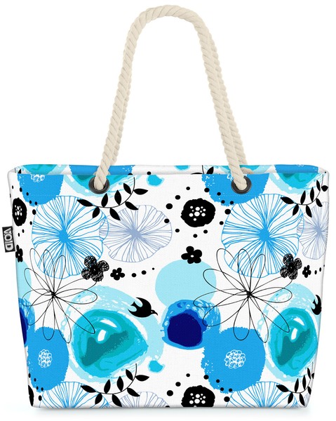Sketch Muster BläTter Blumen Beach Bag Pflanzen Natur Garten Muster Weiss Hell-image