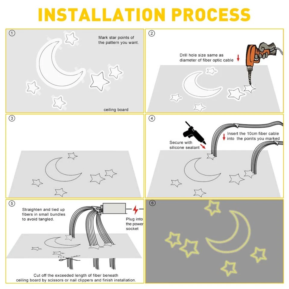 Kit de 500 luces de techo estrella RGBW techo óptico LED fibra coche/hogar 12 un. Foto 3 de 4
