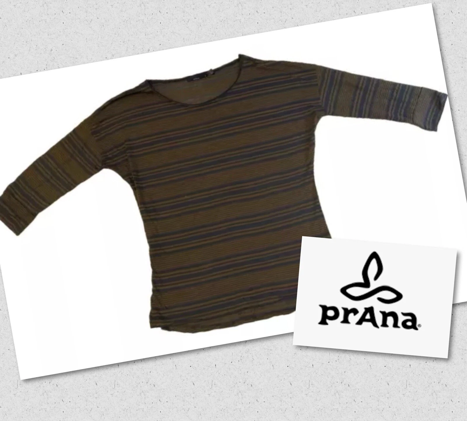prana striped 3/4 long sleeves shirt