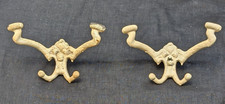 VICTORIAN CAST IRON HALL TREE DOUBLE COAT & HAT HOOKS w/SCREWS TWO ARCHITECTURAL