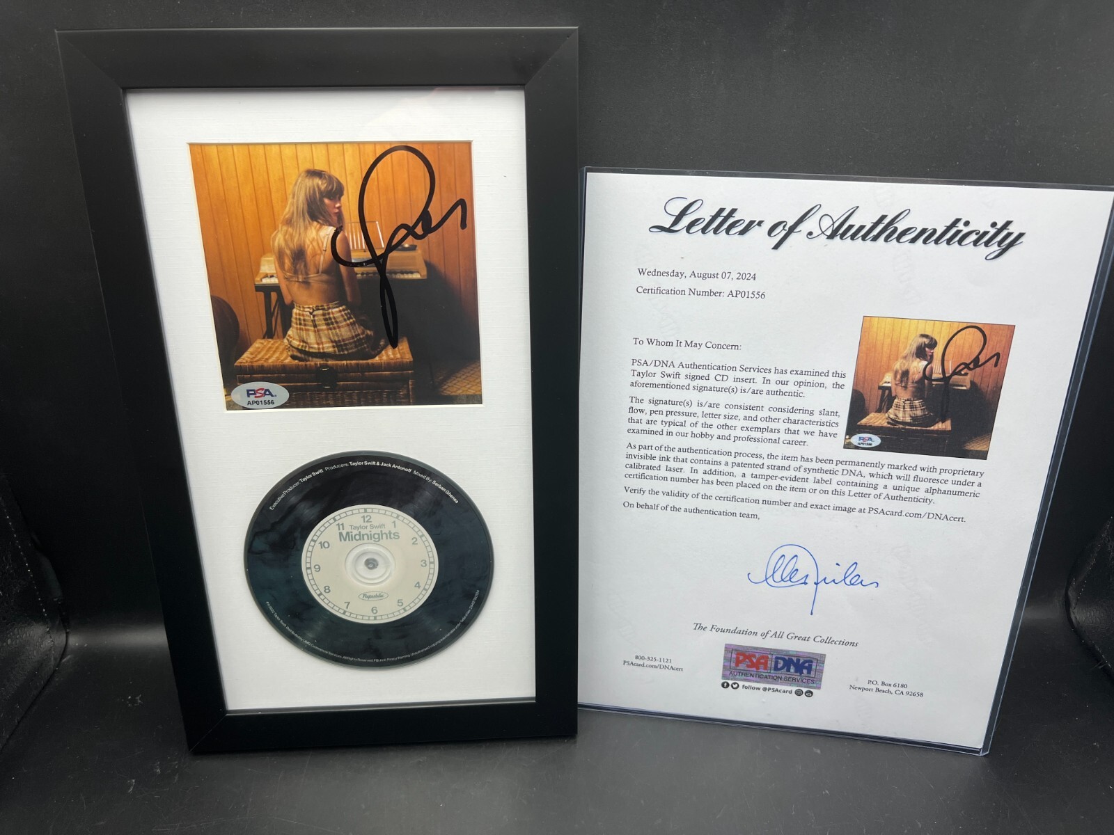 Taylor Swift Signed Autograph Midnights Jade Green CD Album Framed PSA/DNA LOA