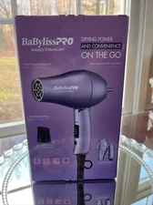 Babyliss Pro Nano Titanium Travel Purple Hair Dryer Foldable Handle 2 Speed/Heat