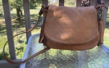 Borse In Pelle Leather Shoulder Bag Purse Stamped Tassle Flap Italy Imperfect