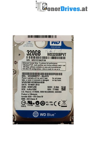 Western Digital- WD3200BPVT-00JJ5T - 320 GB - SATA - PCB 2060-771820-000 Rev. A*