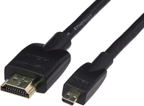 Amazon Basics Micro HDMI to HDMI Display Cable, 18Gbps High-Speed, 4K@60Hz 1.8m