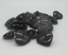1/2" Small BLACK Plastic HEARTS Shank Back Buttons  24 Pieces