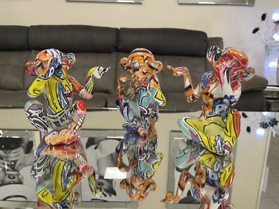 See Speak Hear No Evil Graffiti Sprühfarbe Pop Art Schimpanse frecher Affe Ornament