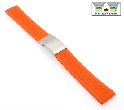 XL-Extralang Premium FKM-Kautschuk Uhrenarmband Modell Riga-S orange 24 mm